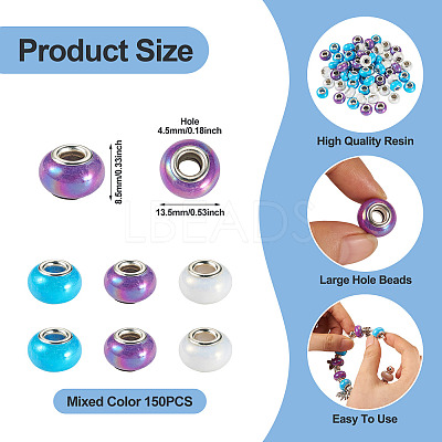 150Pcs Opaque Resin European Beads RESI-TA0004-72A-1