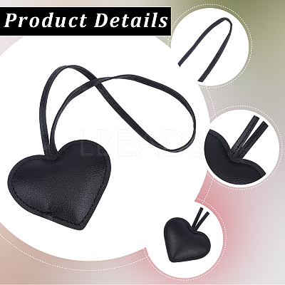 PU Leather Heart Pendant Decorations HJEW-CL0001-12B-1