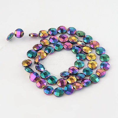 Electroplated Non-magnetic Synthetic Hematite Flat Round Bead Strands G-L368-06B-1