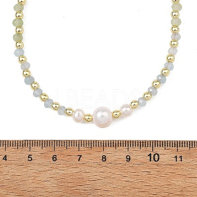 Gradient Color Gemstone & Natural Cultured Freshwater Pearl Beaded Necklaces NJEW-JN06316-03-1