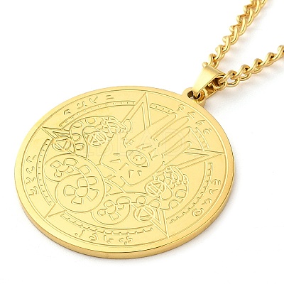 304 Stainlessa Steel Curb Chain Pendant Necklaces NJEW-H034-06G-1
