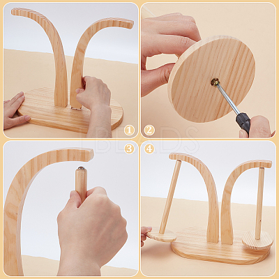 2-slot Wooden Thread Holder AJEW-WH0460-145-1