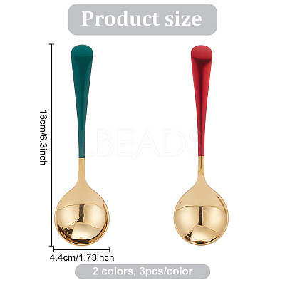 6Pcs 2 Colors 304 Stainless Steel Teaspoon AJEW-GO0001-12-1