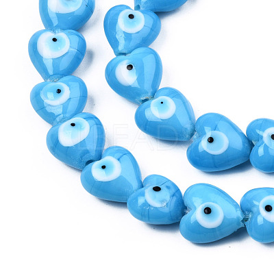 Handmade Evil Eye Lampwork Beads Strands LAMP-N029-010F-1