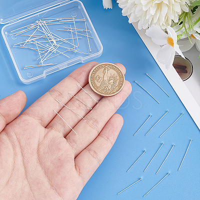 60Pcs 2 Styles 925 Sterling Silver Flat Head Pins STER-PH0001-88-1