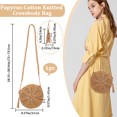1Pc Papyrus Cotton Knitted Crossbody Bags AJEW-BBC0002-27A-1