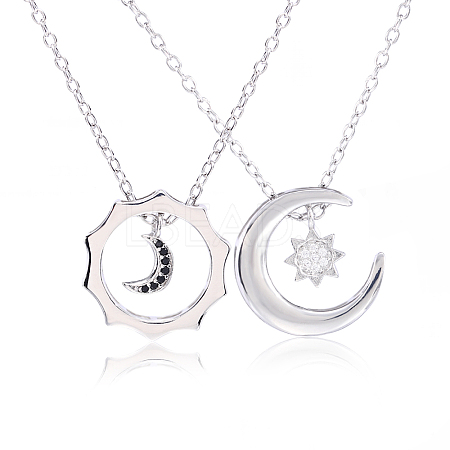 Sun Moon Star Friendship Couple Necklace for 2 Best Friend Necklace for 2 Sun and Moon Matching Couple Necklace Jewelry Gifts for Women Men JN1113A-1