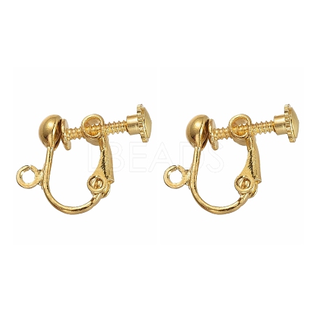 Brass Clip-on Earring Findingsfor non-pierced Ears X-EC143-NFG-1