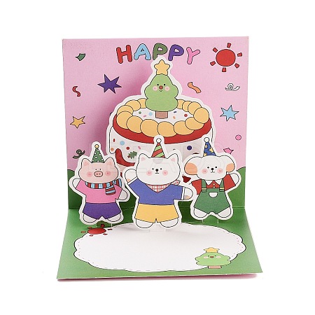 Square 3D Pop Up Paper Greeting Card AJEW-P123-A02-1