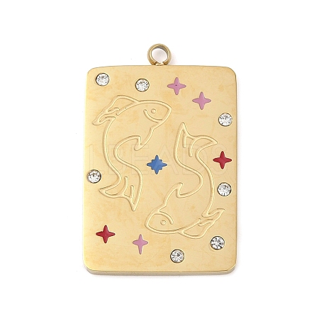 304 Stainless Steel Rhinestones Pendants STAS-D306-01G-L-1