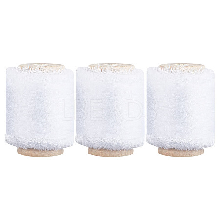 3 Rolls Polyester Satin Frayed Ribbon OCOR-DR0001-03A-1