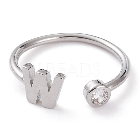 Brass Micro Pave Clear Cubic Zirconia Cuff Rings RJEW-Z005-W-P-1