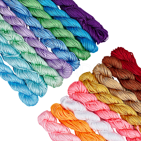   16 Bundles 16 Colors Braided Polyester Cords OCOR-PH0001-99-1