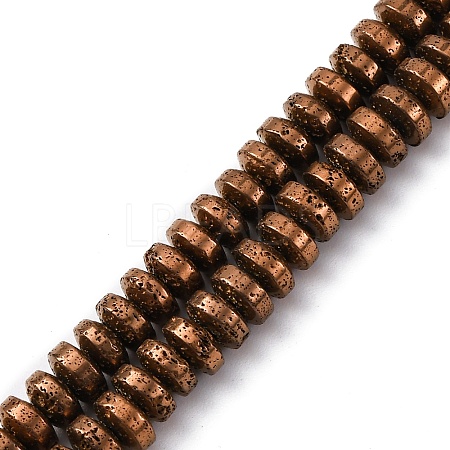 Electroplated Natural Lava Rock Beads Strands G-A256-E01-01D-1
