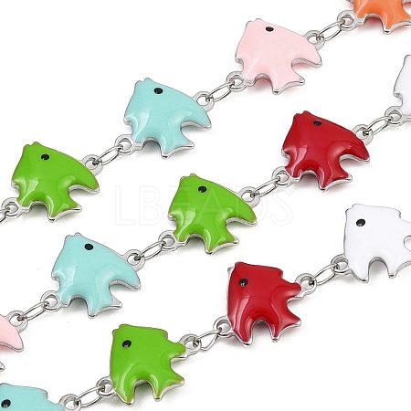 304 Stainless Steel Enamel Fish Link Chains CHS-F023-01A-P-1