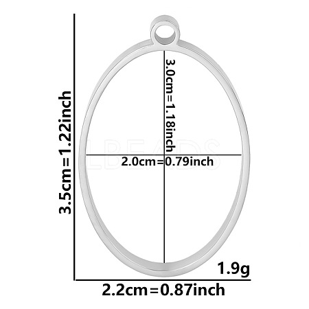 Non-Tarnish Stainless Steel Open Back Bezel Pendants PW-WGB5BE7-02-1