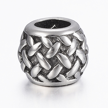 304 Stainless Steel Basket Weave Pattern Beads STAS-G153-49AS-1