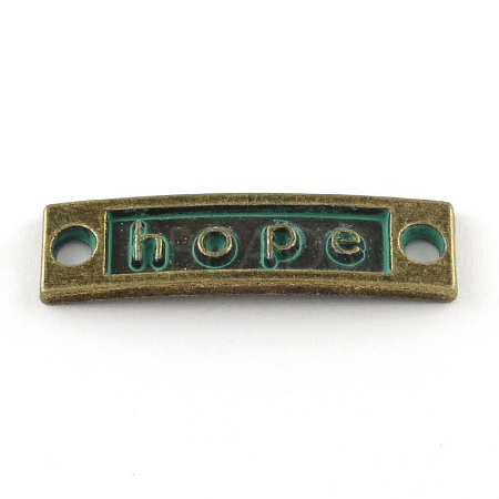 Rectangle Carved Word Hope Zinc Alloy Links connectors PALLOY-Q309-08-FF-1