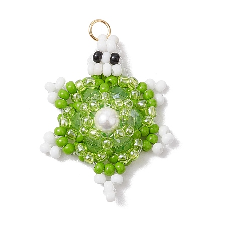 Glass Seed Beaded Pendants PALLOY-MZ00398-02-1