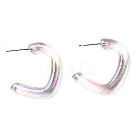 Resin C-shape Stud Earrings with 304 Stainless Steel Pins EJEW-D056-12P-1
