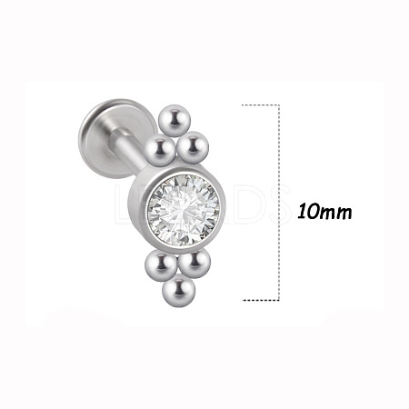 316L Surgical Stainless Steel & G23 Titanium & Crystal Rhinestone Flat Round Cartilage Earrings WGA7630-32-1