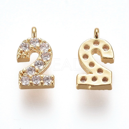 Brass Micro Pave Clear Cubic Zirconia Charms ZIRC-L075-60A-02G-1