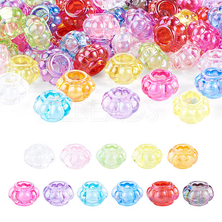 100Pcs UV Plating Transparent Acrylic European Beads TACR-TA0001-93C-1
