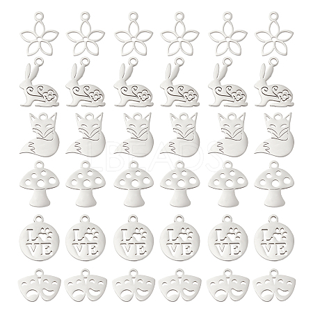 DICOSMETIC 36Pcs 6 Style 201 Stainless Steel Charms STAS-DC0006-30-1