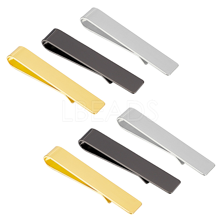 6Pcs 3 Colors 304 Stainless Steel Tie Clip STAS-UN0058-21-1
