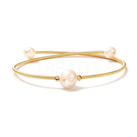 Natural Pearl Beads Bangle for Girl Women BJEW-JB06853-1