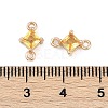 Brass Pave Glass Rhombus Links Connector Charms GLAA-Q088-001D-3