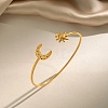 304 Stainless Steel Textured Sun Moon Open Cuff Bangles for Women SA-CBA5CC3-01G-1