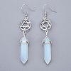 Pointed Bullet Natural & Synthetic Mixed Gemstone Dangle Earrings EJEW-K084-E-2