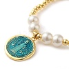 Adjustable Flat Round with Holy Virgin Charms Bracelet BJEW-Z073-01G-01-2