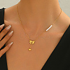 Stainless Steel & Imitation Pearl Bowknot Heart Pendant Necklaces for Women Daily Wear YC4857-3