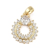 Brass Micro Pave Clear Cubic Zirconia Pendants ZIRC-M001-16B-G-1