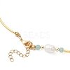 Natural Amethyst & Carnelian & Agate & Amazonite & Green Aventurine Faceted Round & Natural Pearl Rice & Brass Curved Tube Beaded Necklaces NJEW-JN05534-5
