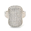Real Platinum Plated Brass Micro Pave Clear Cubic Zirconia Cuff Rings RJEW-L113-017P-04-2