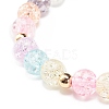 Candy Color Round Beaded Stretch Bracelet with Heart Star Flower Charm for Women BJEW-JB07636-05-5