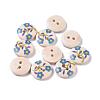 Painted 2-hole Sewing Button with Lovely Broken Flowers NNA0YW3-1