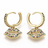 Brass Micro Pave Colorful Cubic Zirconia Dangle Hoop Earrings EJEW-S208-089-3