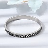 304 Stainless Steel Black Enamel Zebra Skin Print Hinged Cuff Bangles for Women SA-CBAC920-03P-1