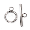 Tarnish Resistant Stainless Steel Ring Toggle Clasps STAS-Q179-01-1