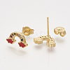 Brass Cubic Zirconia Stud Earrings EJEW-S201-169B-2