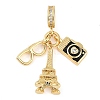 Rack Plating Brass Clear Cubic Zirconia European Dangle Charms KK-P287-18F-G-1