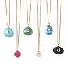 Natural & Synthetic Mixed Stone Geometric Pendant 304 Stainless Steel Cable Chain Necklaces NJEW-JN06675-2