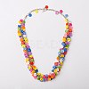 Colorful Resin Flat Round Button Jewelry Sets: Bracelets & Necklaces SJEW-JS00790-1-4