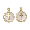 Brass Micro Pave Clear Cubic Zirconia Pendants X-KK-H466-07G-1