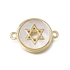 Natural White Shell Brass Flat Round Links Connector Charms KK-C262-03A-02G-1