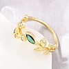 Brass Pave Cubic Zirconia Cuff Open Rings CU-CBACDF6-09G-01-3